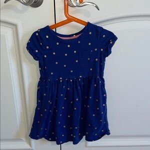 Mini Boden Blue Dress with Gold Polka Dots